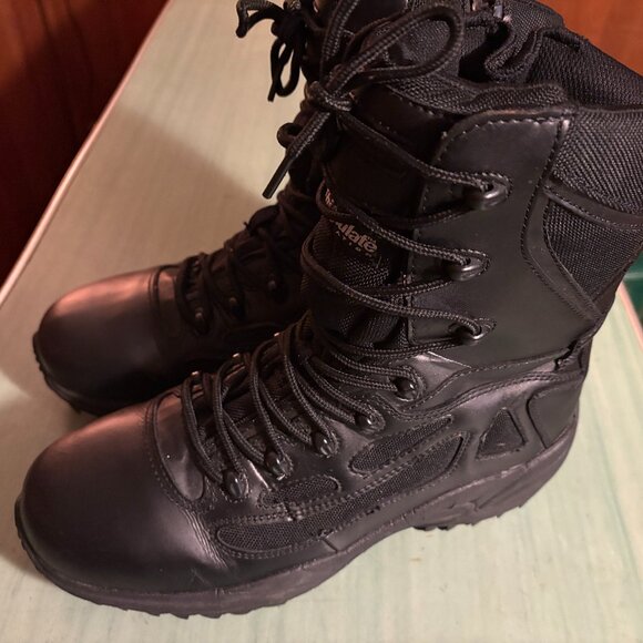 Mens Reebok 8" Rapid Response Side Zip Black Tactical Boots Size 11.5 W RB8878 - Picture 1 of 10